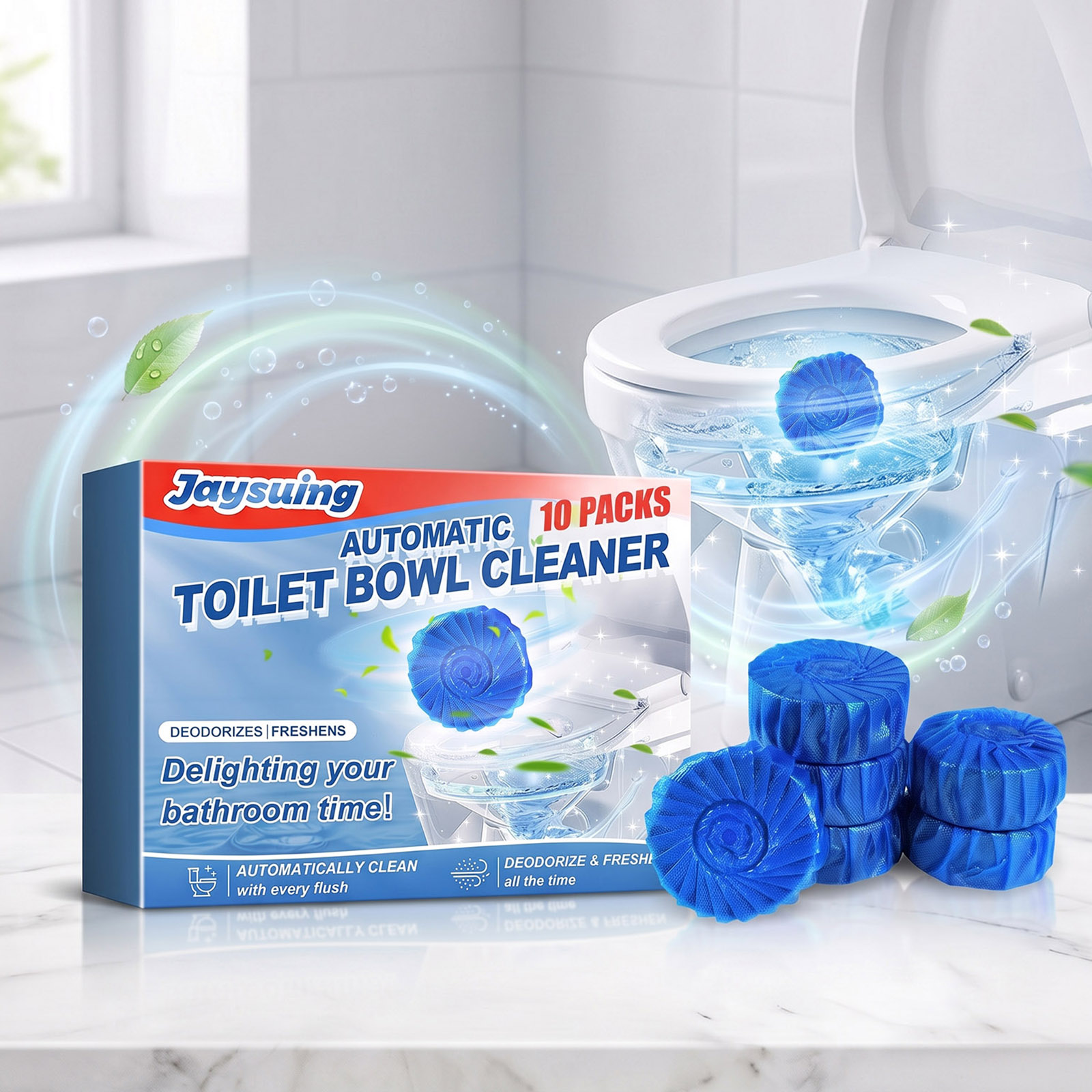 Shower Steamer Tablet - บล็อกทำความสะอาดโถสุขภัณฑ์ สีฟ้า แบบเม็ดฟู่ ขจัดคราบตะกรัน กำจัดกลิ่น ขจัดคราบสกปรก