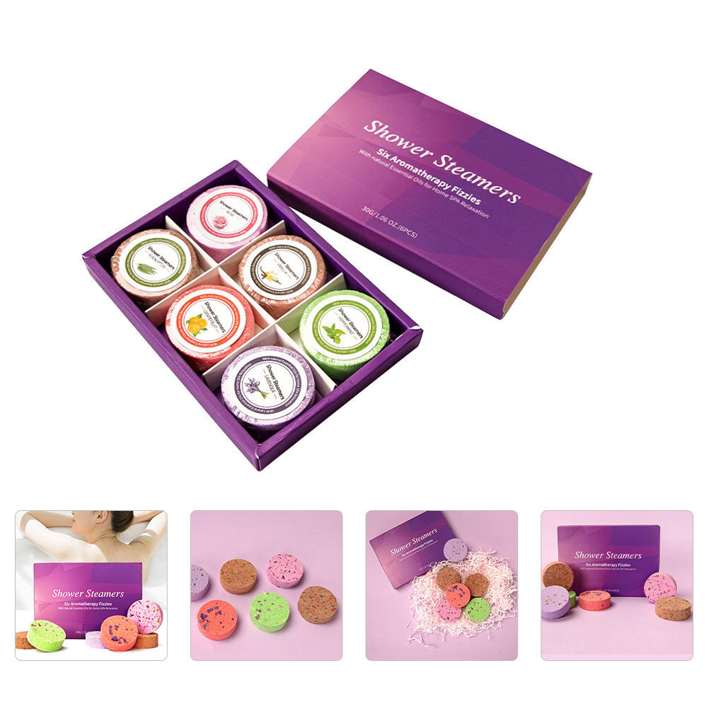 Shower Steamer Tablet - เม็ดอาบน้ำอโรม่า 6 ชิ้น น้ำมันหอมระเหยธรรมชาติคุณภาพพรีเมียม เม็ดอาบน้ำฟองสปา สำหรับใช้ในบ้าน
